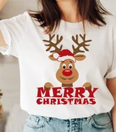 Bluzki damskie - świąteczna koszulka damska - miniaturka - grafika 1