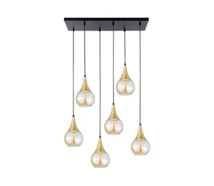 Żyrandol na lince LACRIMA HONEY 6xE27/60W/230V czarny/zl./dym beżowy - Lampy sufitowe - miniaturka - grafika 1