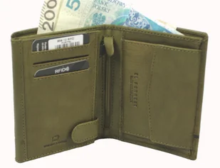 Portfel Męski Skórzany EL FORREST Duży Pionowy Bez Zapięcia Dwa Skrzydełka 859 12 RFID OLIWKOWY 13 x 10 x 2.5 [cm] - Portfele - miniaturka - grafika 6