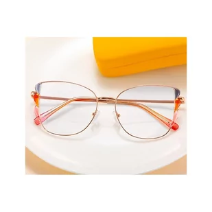 Damskie kocie okulary zerówki do komputera BLUE LIGHT z flexami 25129E - Okulary korekcyjne, oprawki, szkła - miniaturka - grafika 1