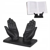 Podpórki do książek - STOJAK NA KSIĄŻKI ŻELIWNY DŁONIE czarny mat podpórka kucharska solidny - miniaturka - grafika 1