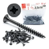 Wkręty - Wkręty do drewna uniwersalne czarne 3,5x16mm 100szt. - miniaturka - grafika 1