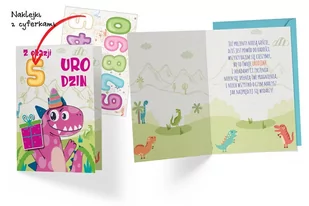 Kukartka Karnet B6 DK-712 Urodziny smok (wymienne cyfry) - Kukartka - Kartki okolicznościowe i zaproszenia - miniaturka - grafika 1
