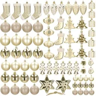 Bombki - Bombki choinkowe 77 szt. ozdoby świąteczne zestaw złoty UNIWERSALNY - miniaturka - grafika 1