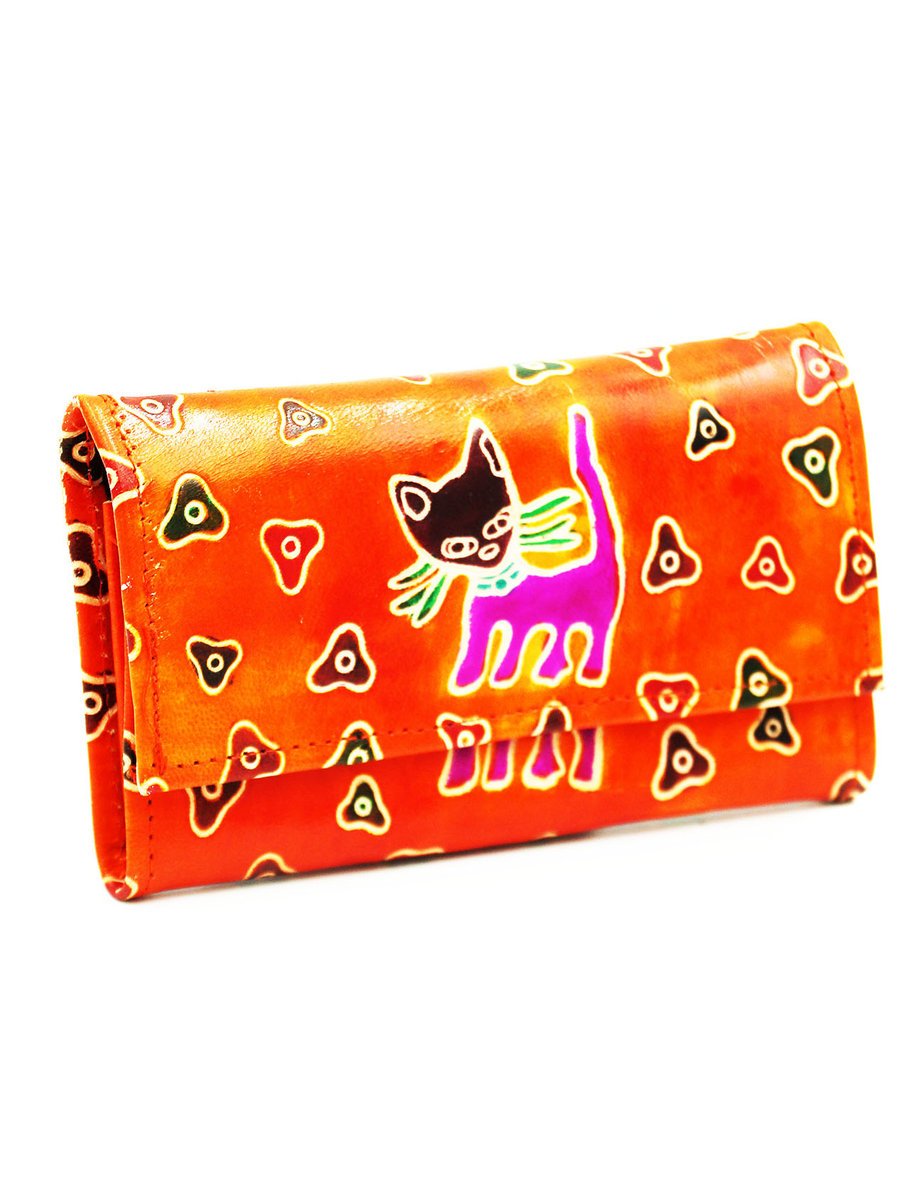 Portfel Skórzany Kotki Rekodzieło Indie