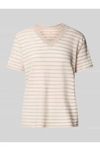 T-shirt z prążkowanym dekoltem w serek - Schiesser - Koszulki i topy damskie - miniaturka - grafika 1