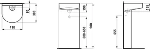 Laufen Sonar Umywalka ścienna 90x41 cm bez przelewu bez otworu na baterie biała z powłoką LCC H8113414001121 - odbiór osobisty: Kraków, Warszawa - Umywalki - miniaturka - grafika 1