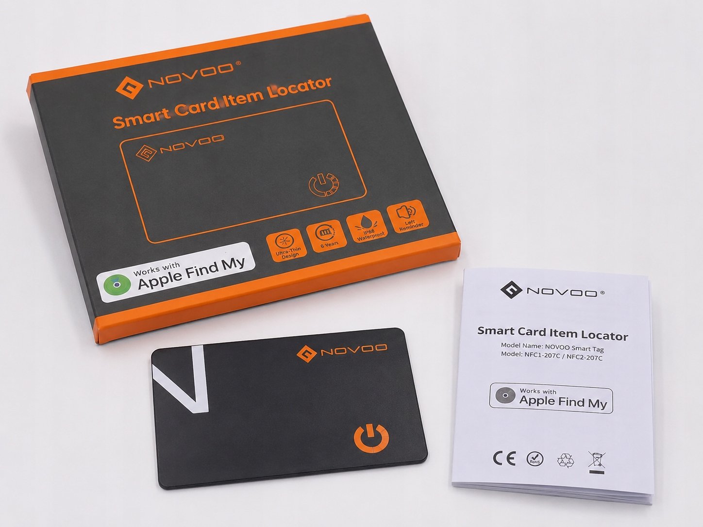Novoo Smart Card Lokalizator Portfela Apple Find My IP68 Czarny Air Tag