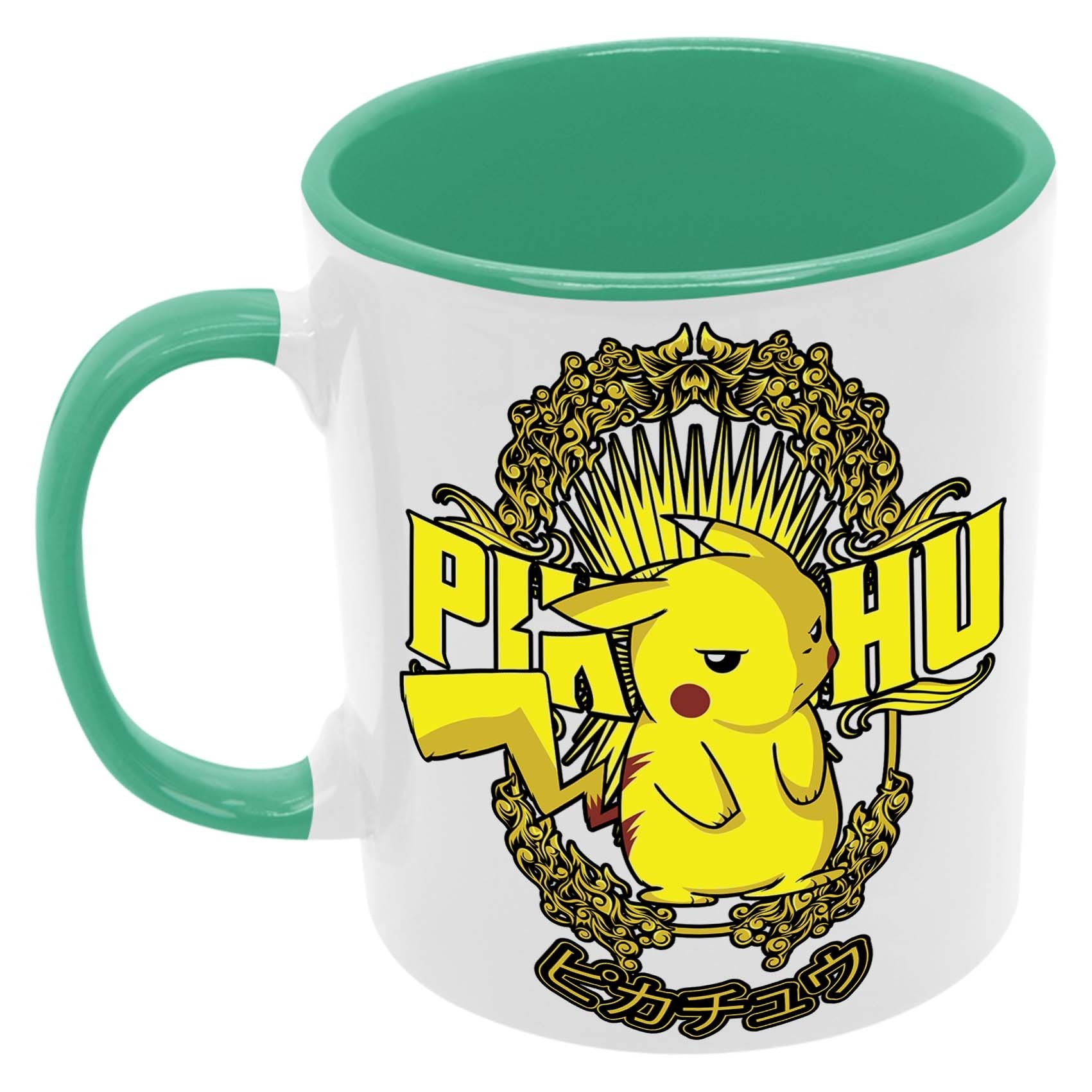 Pikachu02 Kubek Ceramiczny Prezent Tasse Mug Anime Manga Japan Animation Pokemon Pikachu Ash Charizard Arbok Charmander Meowth Squirtle, Zielony 330 ml