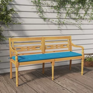 vidaXL Ławka Batavia z niebieska poduszką, 150 cm, lite drewno tekowe - Ławki ogrodowe - miniaturka - grafika 1