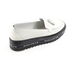 Skórzane mokasyny Evento 24PB18-7176 beż - Mokasyny damskie - miniaturka - grafika 4