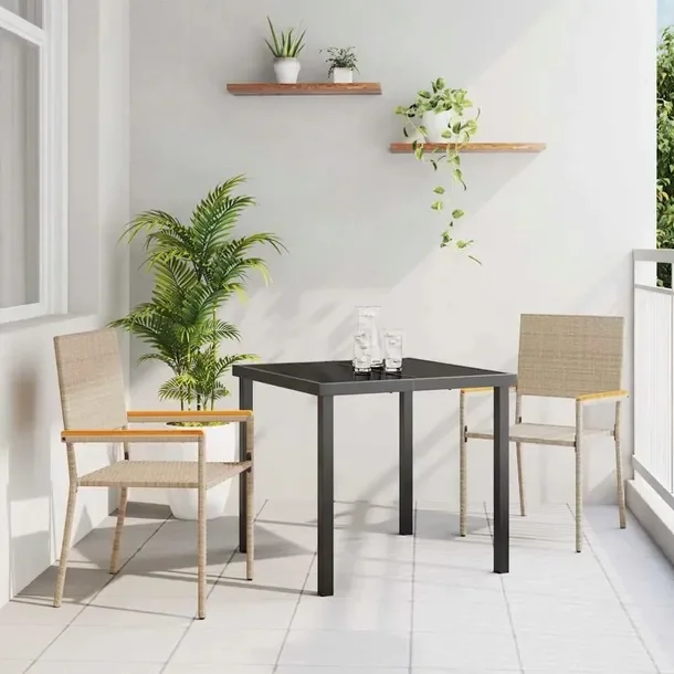 Zestaw 2 Krzeseł Ogrodowych Rattanowych Beżowych 54x56x90 cm