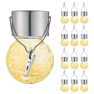 Lampka solarna zestaw 12 szt kula wisząca do ogrodu LED czujnik zmierzchu - Lampy ogrodowe - miniaturka - grafika 1