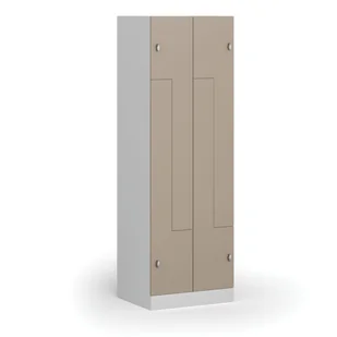 Szafka ubraniowa Z, 4-drzwiowa, 1850 x 600 x 500 mm, zamek obrotowy, drzwi beżowe - Szafki BHP - miniaturka - grafika 1