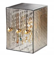 Biżuteria - akcesoria - Elegancki Organizer Na Biżuterię, Kolczyki, Stojak Szufladki, Złoty Uchwyt - miniaturka - grafika 1