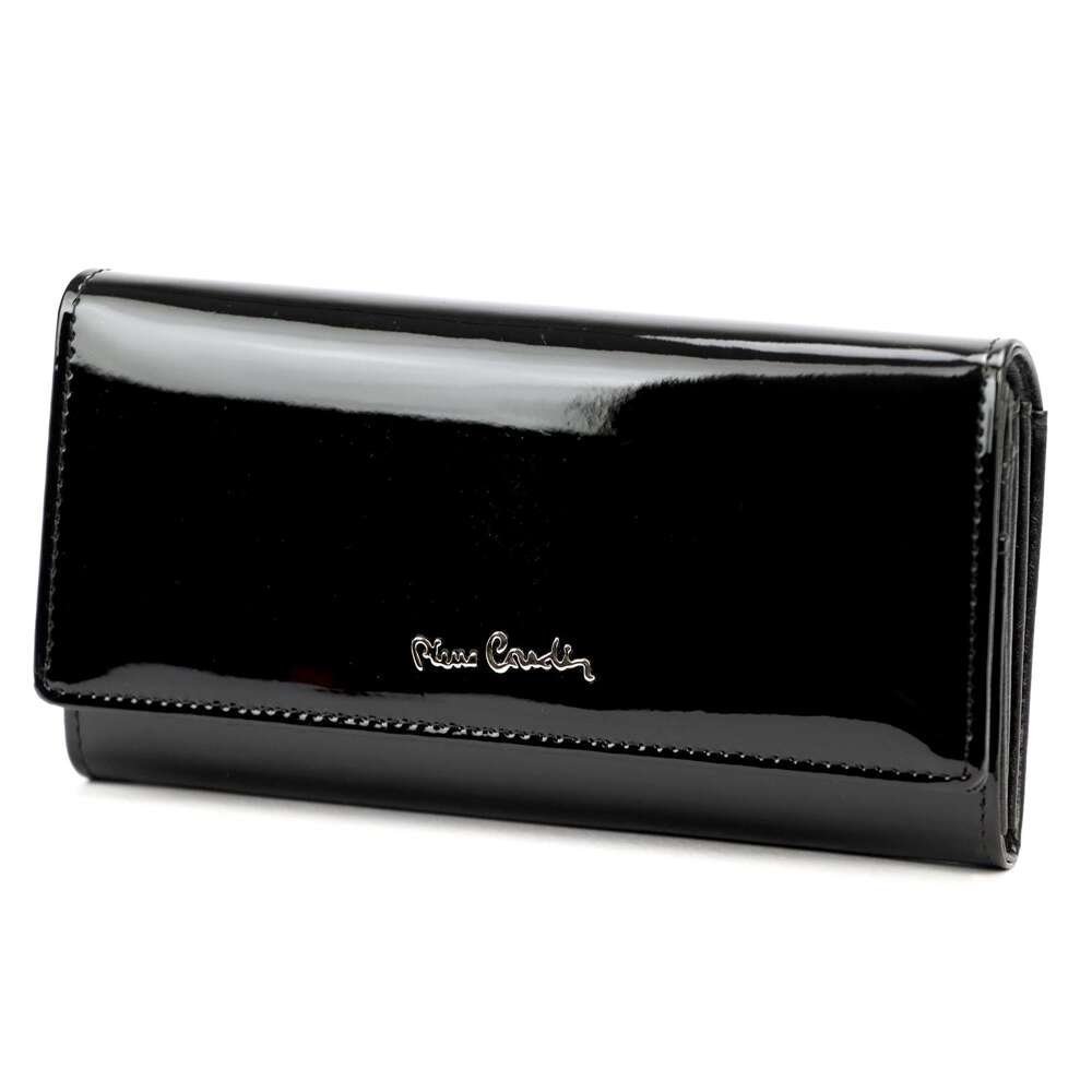 Portfel Damski Pierre Cardin 07 SHINY 100 Czarny Skórzany z Lakierowanym Wykończeniem