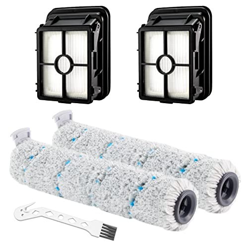 Wielopowierzchniowe rolki szczotkowe 2787 i filtry próżniowe 1866 (2 sztuki) kompatybilne z Bissell CrossWave Cordless Max 2554 2590 2593 2596 seria odkurzacza, w porównaniu z częścią 1618638 i