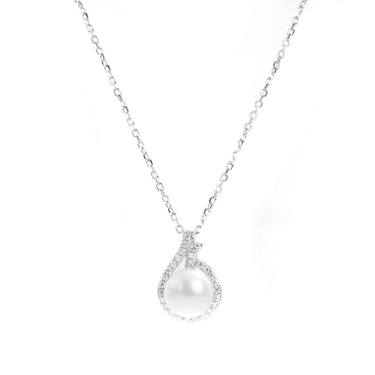 Srebrny naszyjnik 925 Pearl białe cyrkonie