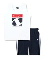 Spodenki damskie - Champion Chłopięcy Legacy Graphic Shop S/L T-shirt i długie szorty komplet, (biały/granatowy), 5-6 lat - miniaturka - grafika 1