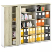 Zestawy mebli biurowych - B2B Partner Zestaw szaf MIRELLI, Typ VIII - biały/dąb sonoma 437572 - miniaturka - grafika 1