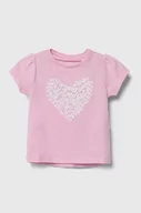 Koszulki dla dziewczynek - Guess t-shirt niemowlęcy kolor różowy - miniaturka - grafika 1