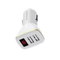 Ładowarki samochodowe - BOROFONE Borofone ładowarka samochodowa 2x USB z wyświetlaczem LED biały BFO-BZ11-W - miniaturka - grafika 1
