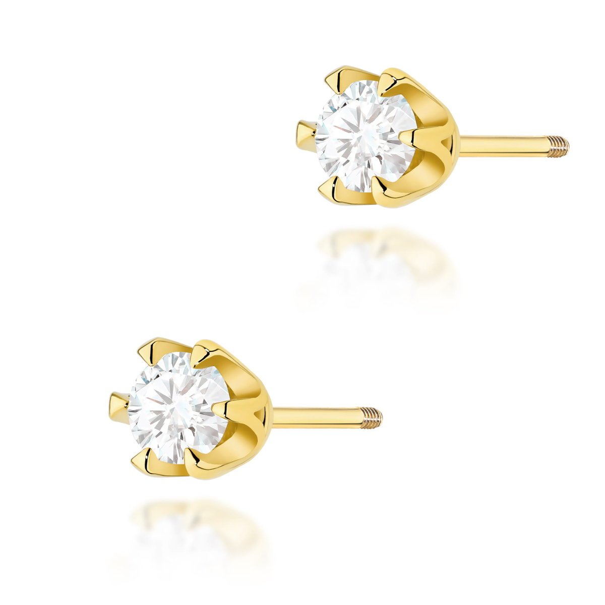 Złote kolczyki K0220 Diament 2 x 0,30ct żółte złoto sztyft zakręcany pr. 585