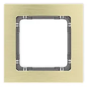 Klawisze i ramki - Karlik Ramka pojedyncza Deco metal - mosiądz szczotkowany, grafit - miniaturka - grafika 1