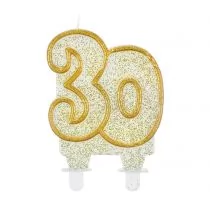 GoDan Świeczka na tort "30", złoty kontur, 8 cm SF-CZ30 - Urodziny dla dorosłych - miniaturka - grafika 1
