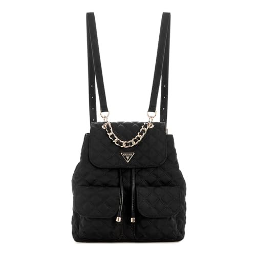 GUESS Damska torebka Giully Flap Backpack, Czarny, One Size, Plecak Giully Flap