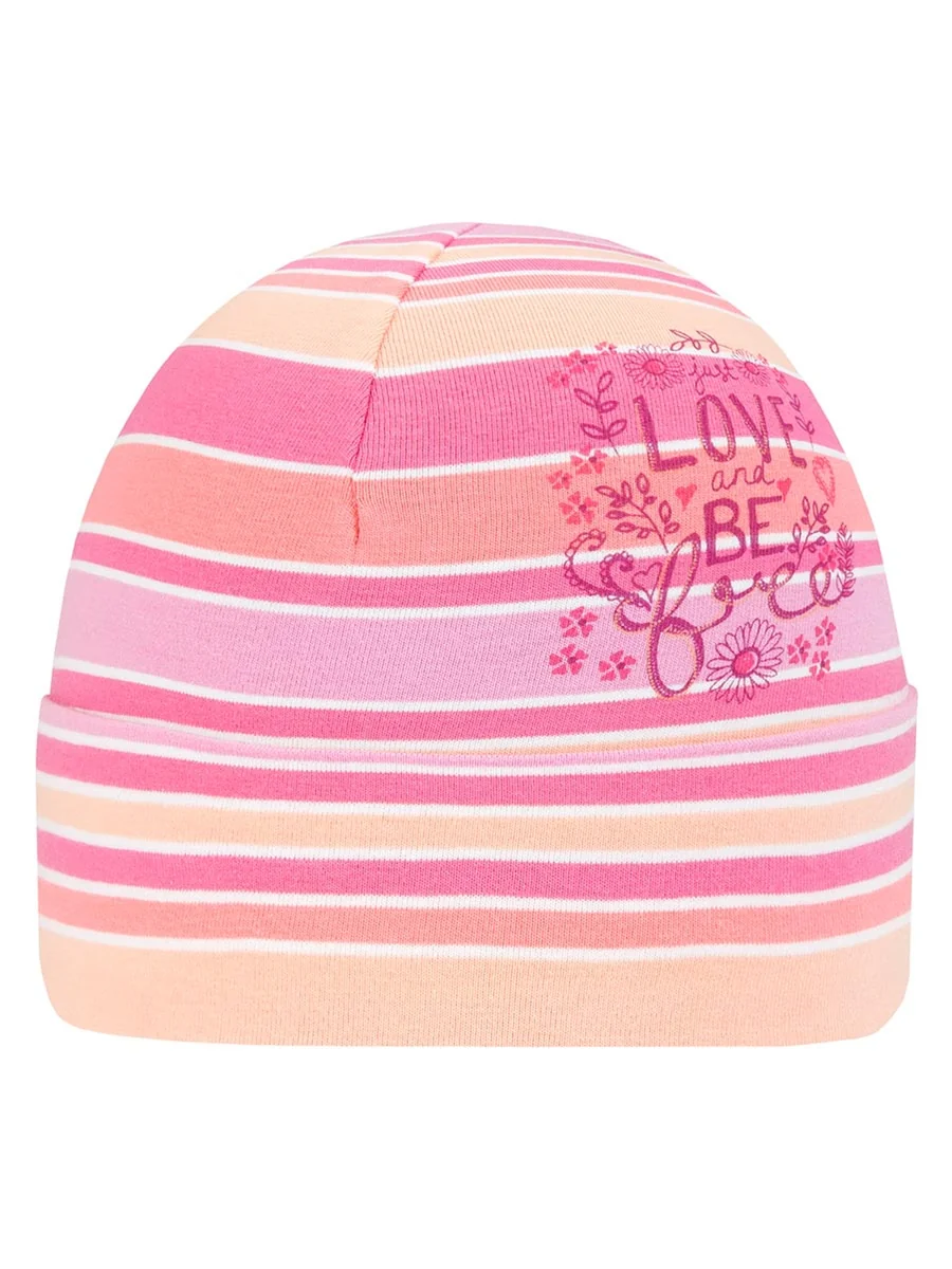 Dziewczęca czapka dzianinowa w paski pomarańczowa Döll r.55