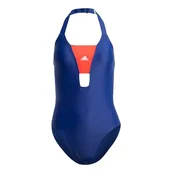 Stroje kąpielowe - adidas Damski strój kąpielowy z kolorowymi blokami, czarny 112 cm, Czarny, 116 - miniaturka - grafika 1