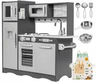 Zabawki interaktywne dla dzieci - WIELKA DREWNIANA KUCHNIA XXL +FARTUCH +ŚWIATŁO LED - miniaturka - grafika 1