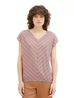 Koszulki i topy damskie - TOM TAILOR Damska koszulka ze strukturą w paski, 31993-brown Pink Structure Design, L - miniaturka - grafika 1