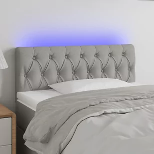 Lumarko Zagłówek do łóżka z LED, jasnoszary, 90x7x78/88 cm, tkanina - Inne meble do sypialni - miniaturka - grafika 1