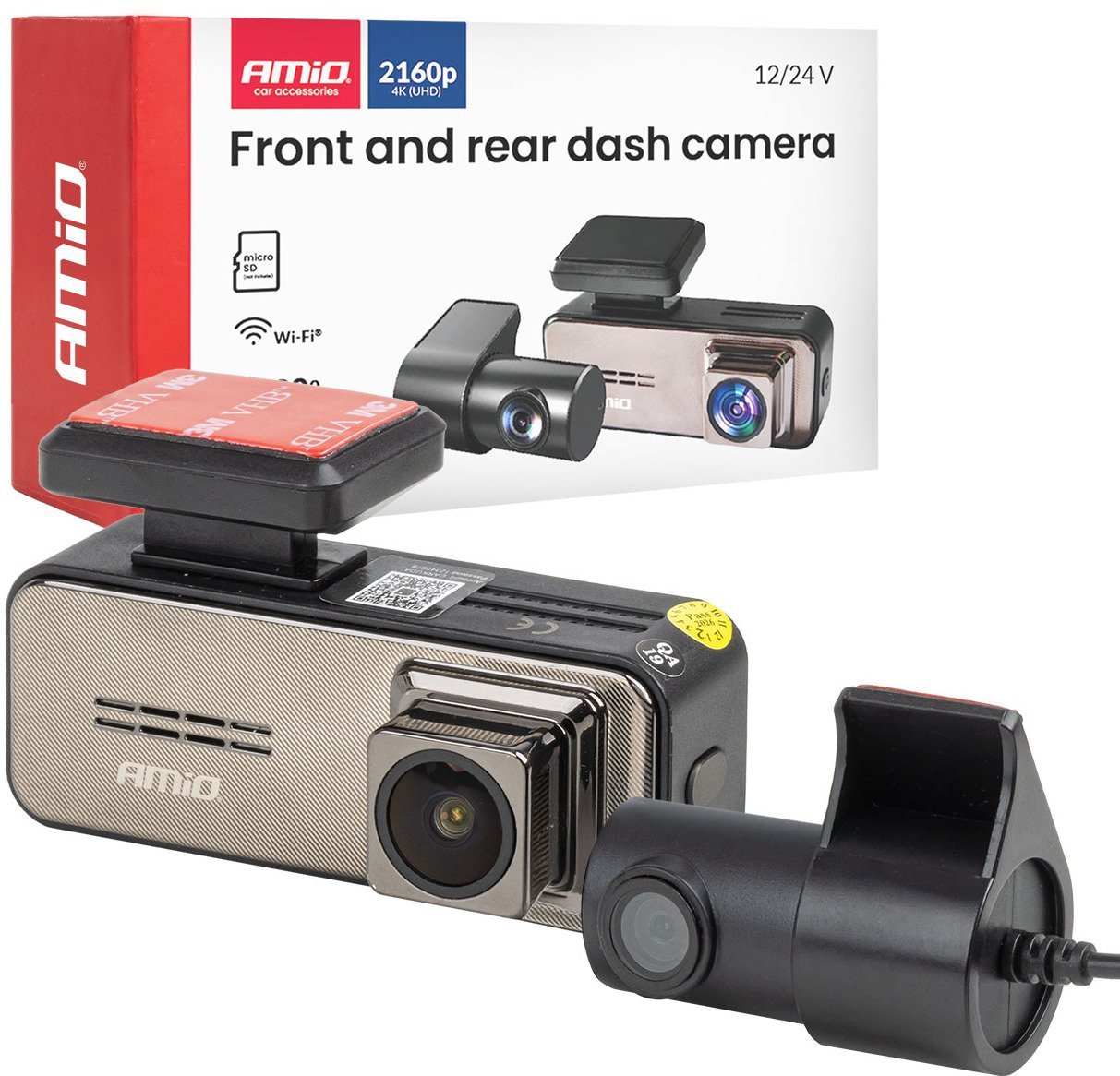AMiO Wideorejestrator samochodowy 4k + 2k wlan 512 gb wifi uhd amio-04801