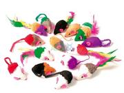 Zabawki dla psów - Zolux Zestaw 24 małych myszek z futerkiem i piórkami KZOL046 - miniaturka - grafika 1
