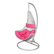 Fotele ogrodowe wiszące - Bujak łezka na metalowym stelażu różowy - miniaturka - grafika 1