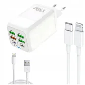 Ładowarki do telefonów - Zestaw Ładowarka Sieciowa Pd 150w + 2x Kabel do Iphone Lightning 2m Mocny - miniaturka - grafika 1
