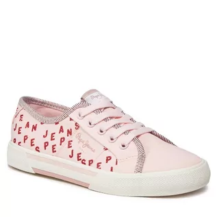 Buty dla dziewczynek - Tenisówki Pepe Jeans Brady Shine G PGS30562 Soft Pink 305 - grafika 1