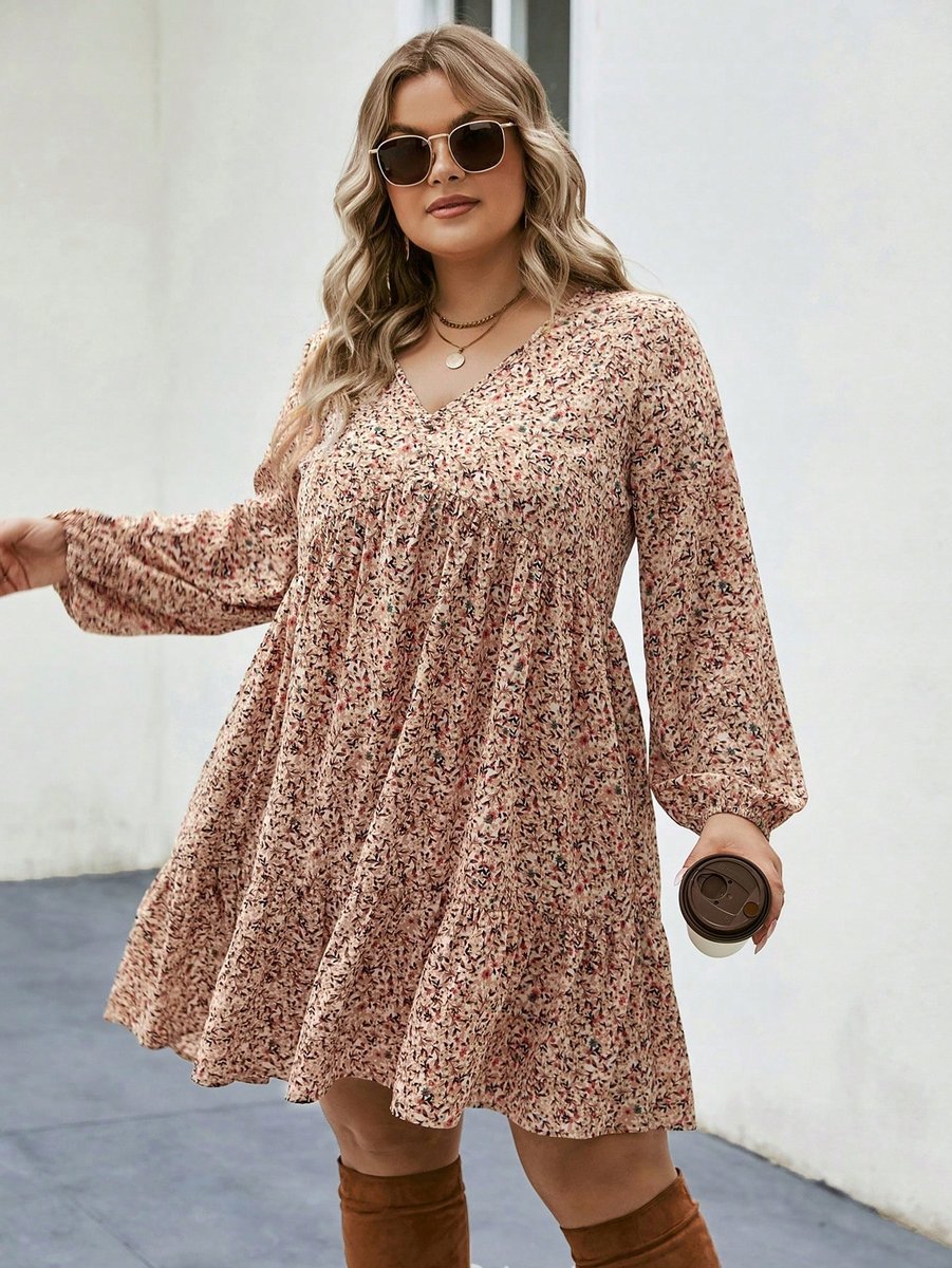 SHEIN SUKIENKA DAMSKA PLUS SIZE ROZKLOSZOWANA W KWIATY 46 1LA