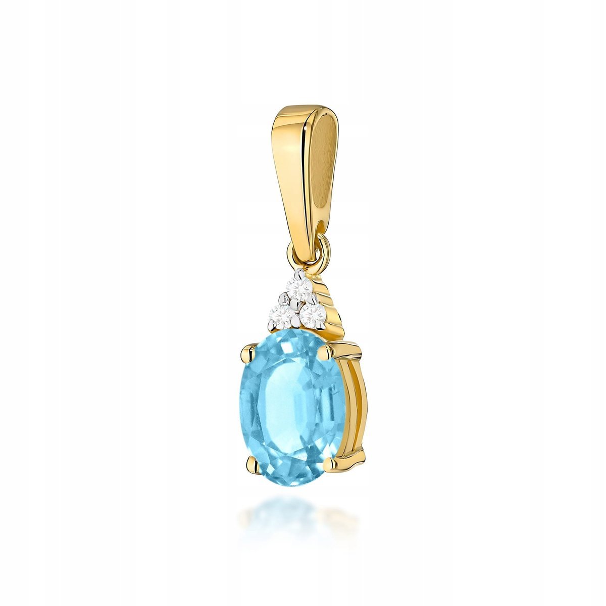 Zawieszka ze złota 585 owalny błękitny topaz z diamatami 0.7g na prezent