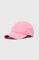 Czapki damskie - Patrizia Pepe czapka z daszkiem bawełniana kolor różowy z aplikacją - miniaturka - grafika 1
