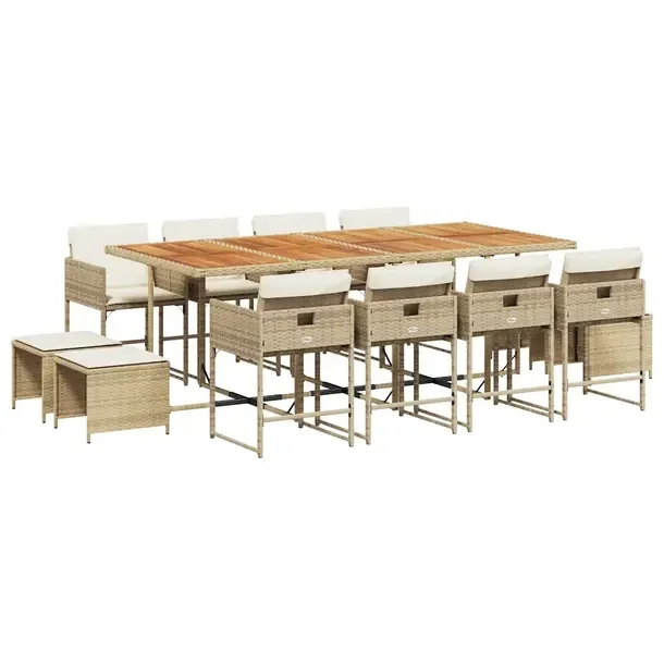 Zestaw mebli ogrodowych rattan PE, beżowy, 220 x 106 x 73 cm