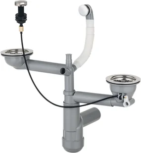 Deante Space-Saver Lux Syfon do zlewozmywaka granitowego 1,5 i 2-komorowego stal ZXY9918 - Syfony - miniaturka - grafika 5