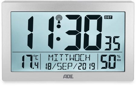 Zegar elektroniczny z dużym wyświetlaczem ADE, 22,5 x 3,5 x 14,5 cm, szary