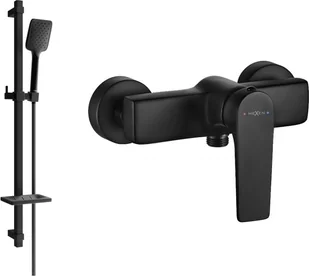 Mexen Lynx DQ62 bateria prysznicowa z zestawem prysznicowym, czarna - 74594DQ62-70 - Zestawy baterii łazienkowych - miniaturka - grafika 1