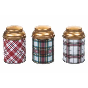 Zestaw 3 metalowych pojemników Villa d'Este Tartan, ø 6,5 cm - Pudła i pojemniki do przechowywania - miniaturka - grafika 1
