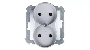 Kontakt Simon Simon 54 Gniazdo podwójne b/u 16A IP20 srebrny mat DG2MZ.01/43 WMDW-00200M-043 0001-00000-35760 [4349494] - Gniazdka elektryczne - miniaturka - grafika 1