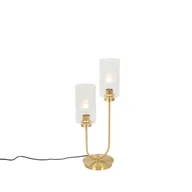 Lampy stojące - QAZQA Lampa stołowa Art Deco złota ze szkłem 2-punktowa - Laura - miniaturka - grafika 1